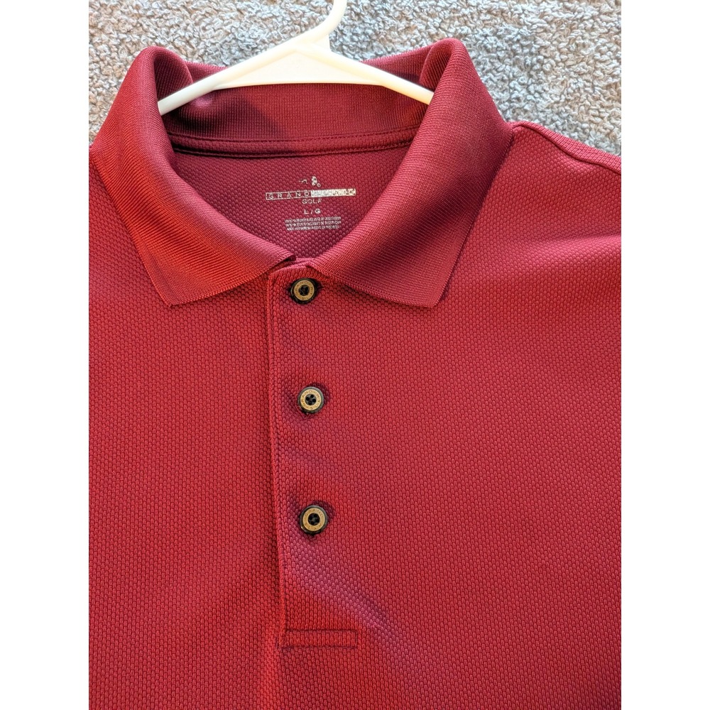 Grand Slam Golf Mens Large Red Pique Short Sleeve Polo Shirt Performance Snag‎